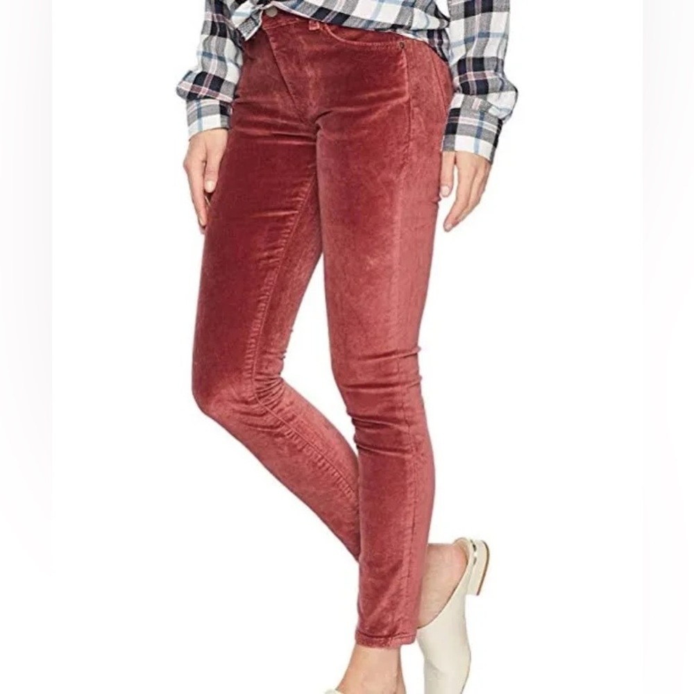 DL1961 MARGAUX Mid-Rise Instasculpt  Ankle Skinny Fervid Velvet Pant Size 26